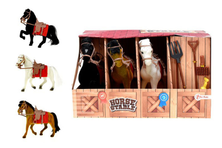 Toi-Toys Zestaw 3 konie i stajnia