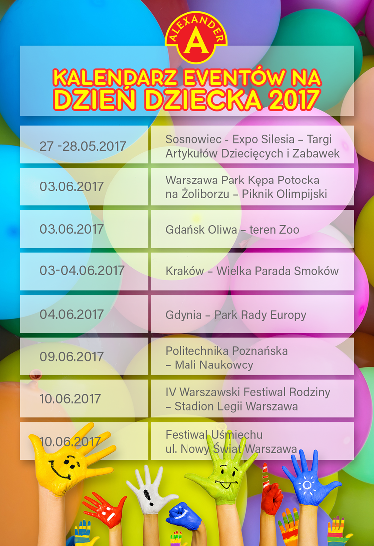 Kalendarz eventów na Dzień Dziecka 2017