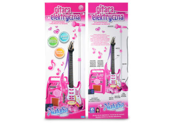 Gitara elektryczna ze wzmacniaczem i mikrofonem na statywie Natalia Collection