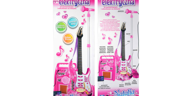 Gitara elektryczna ze wzmacniaczem i mikrofonem na statywie Natalia Collection