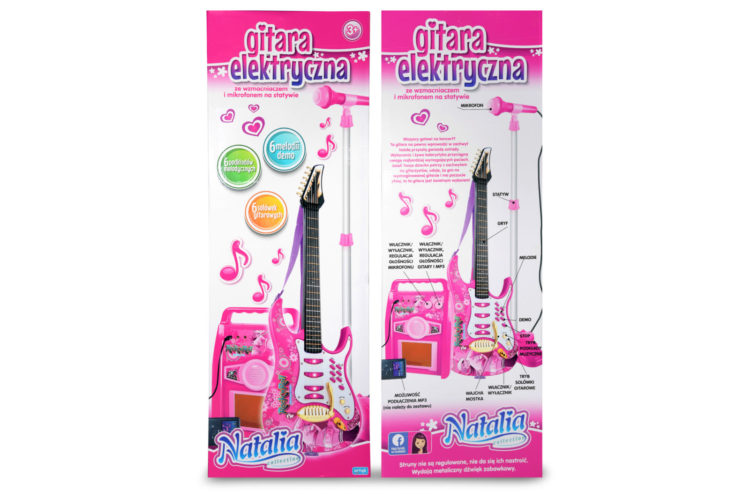 Gitara elektryczna ze wzmacniaczem i mikrofonem na statywie Natalia Collection