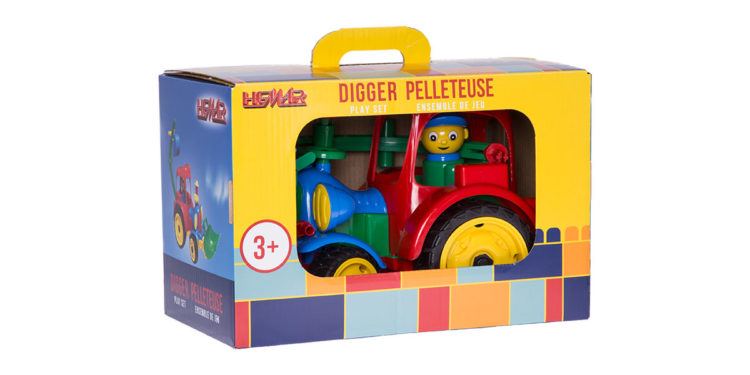 Koparka w kolorowym kartonie