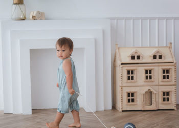 Drewniany ślimak do ciągnięcia odcienie szarości, Plan Toys