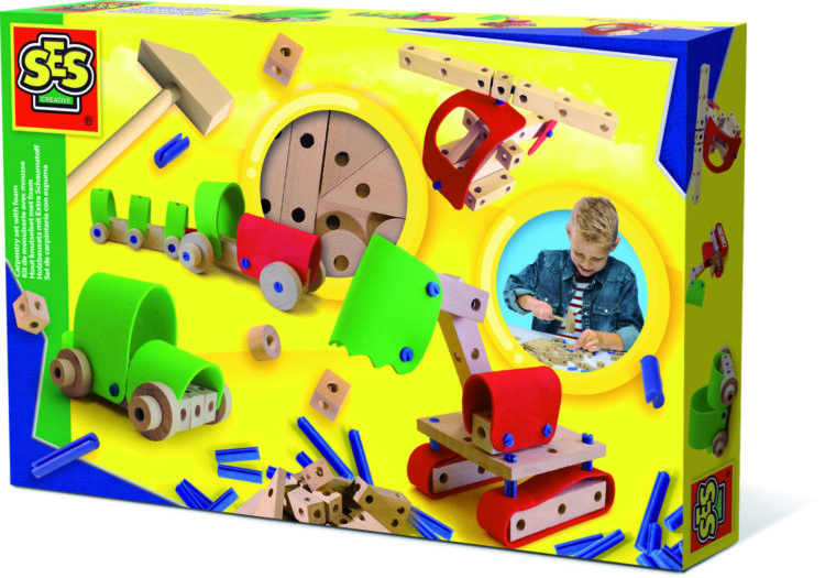 Zestaw konstrukcyjny z częściami drewnianymi i piankowymi