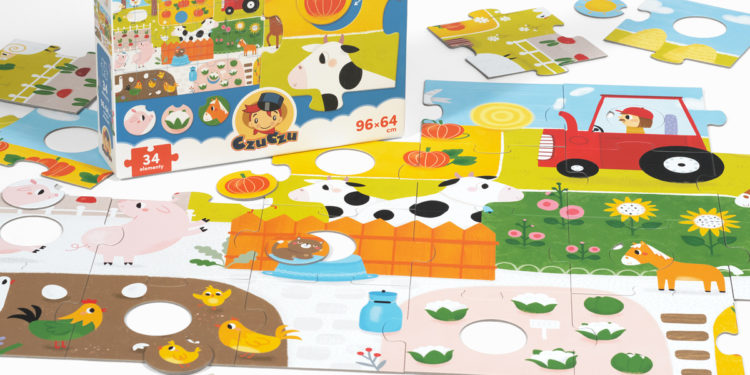 CzuCzu Duuuże puzzle z dziurką Wieś 2+