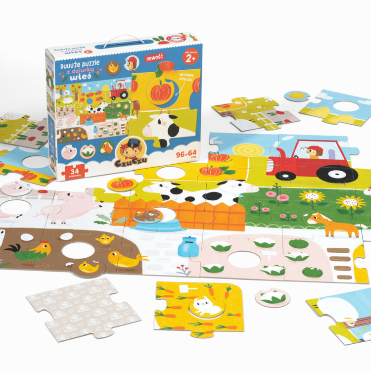 CzuCzu Duuuże puzzle z dziurką Wieś 2+