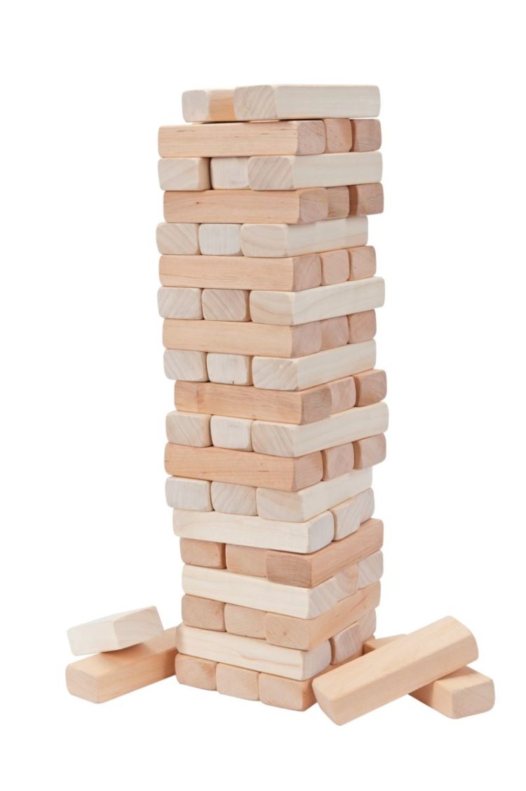 Klocki drewniane – wieża duża  60 elem.