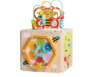 iWood Drewniana kostka edukacyjna przeplatanka Pszczółka