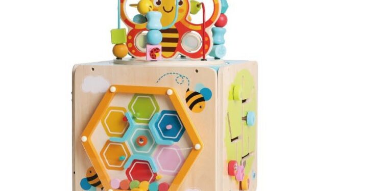 iWood Drewniana kostka edukacyjna przeplatanka Pszczółka