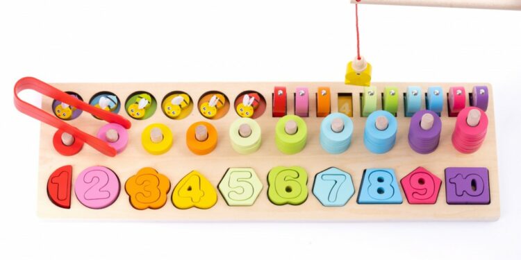 iWood 4w1 Drewniana układanka Cyfry Rybki