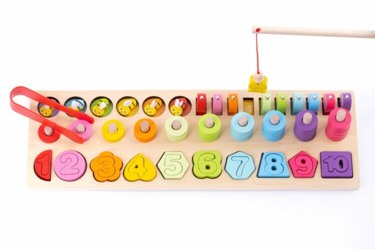 iWood 4w1 Drewniana układanka Cyfry Rybki