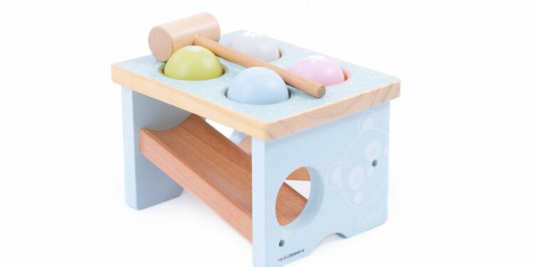 iWood Młoteczek przebijanka drewniana Pastelowa