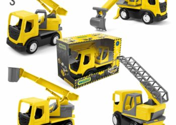 Tech Truck w kartonie mix (koparka, zwyżka, straż pozarna, dźwig)
