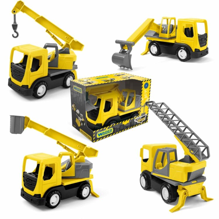 Tech Truck w kartonie mix (koparka, zwyżka, straż pozarna, dźwig)