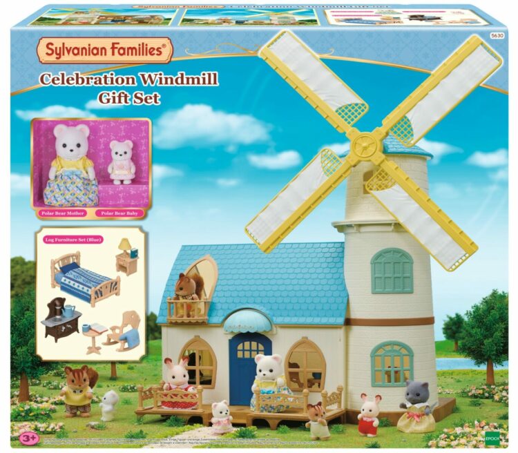 Wiatrak z niebieskim dachem