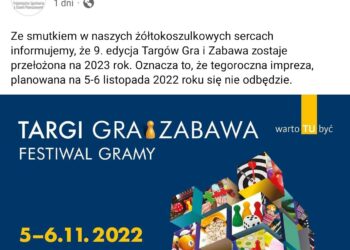 Targi Gra i Zabawa oraz Festiwal Gramy zostały odwołane