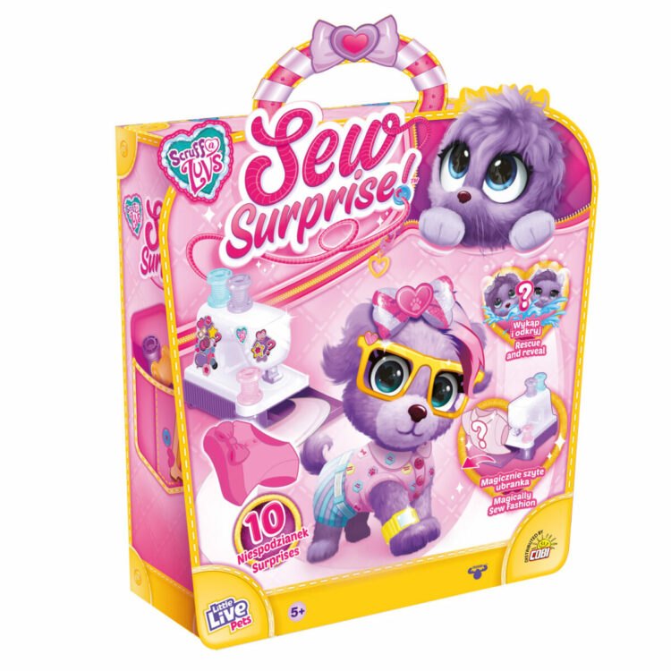 SCRUF-A-LUVS SEW SURPRISE MASKOTKA NIESPODZIANKA Z MASZYNĄ DO SZYCIA FIOLETOWY