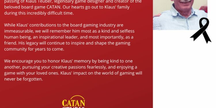 Odszedł Klaus Teuber, twórca Catana