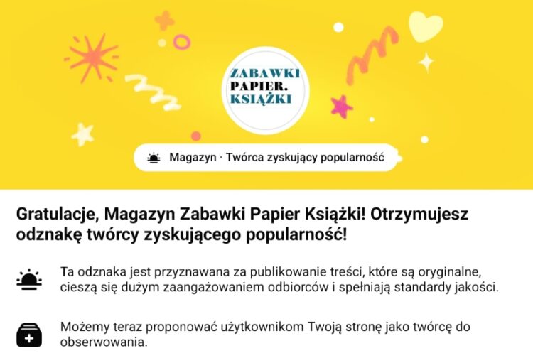 Magazyn Zabawki Papier Książki z odznaką Facebooka twórcy zyskującego popularność