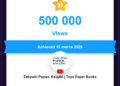 500 tys. wyświetleń dla „Zabawki Papier. Książki” na YouTube